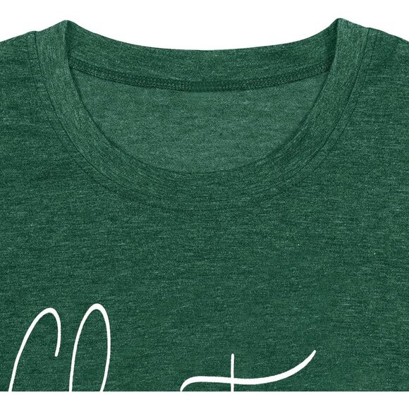 Caipudan Women Green Graphic Tees Short Sleeve Tops Christmas Tree Day T Shirt - Picture 4 of 7